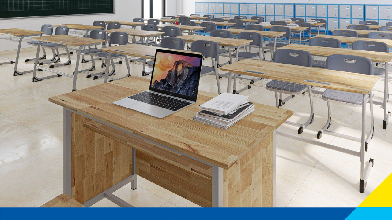 Bàn ghế học sinh gỗ tự nhiên cho cấp tiểu học.