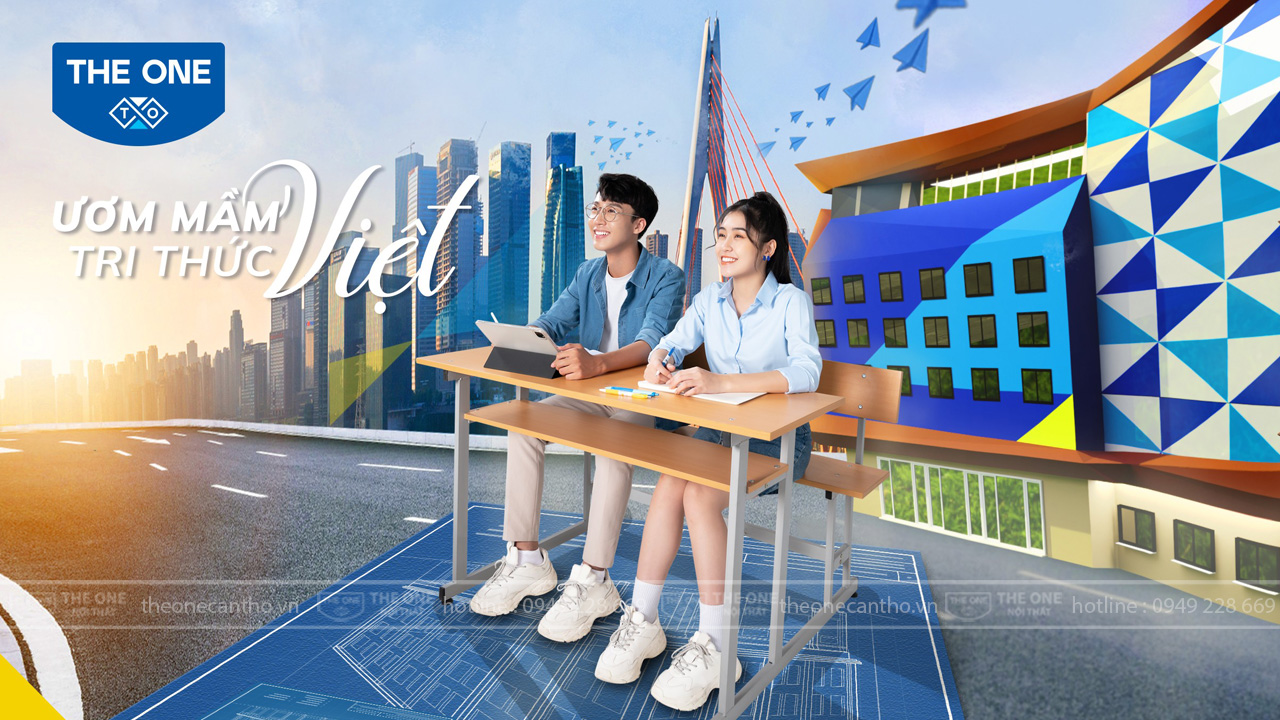 Bàn ghế học sinh cấp 3, đại học - Sản phẩm của nội thất The One.