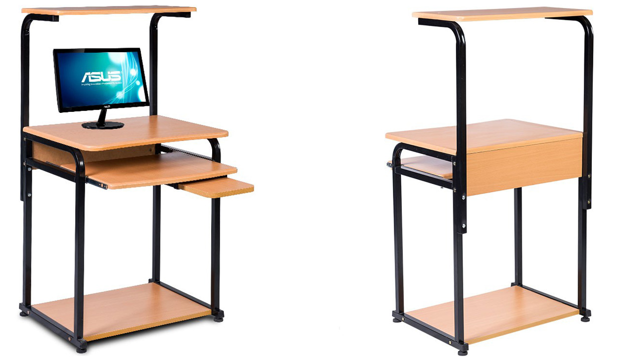 Mẫu bàn máy tính kết hợp sắt và gỗ.