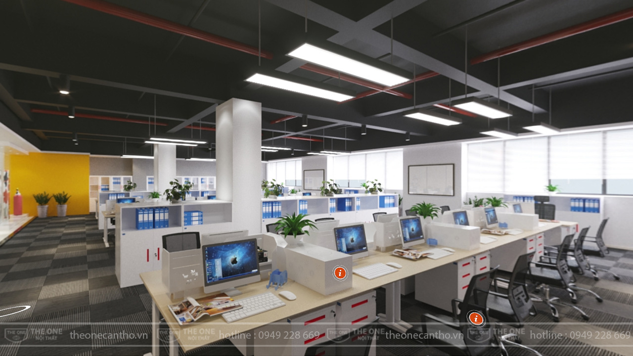 Bố trí cụm bàn làm việc trong văn phòng.