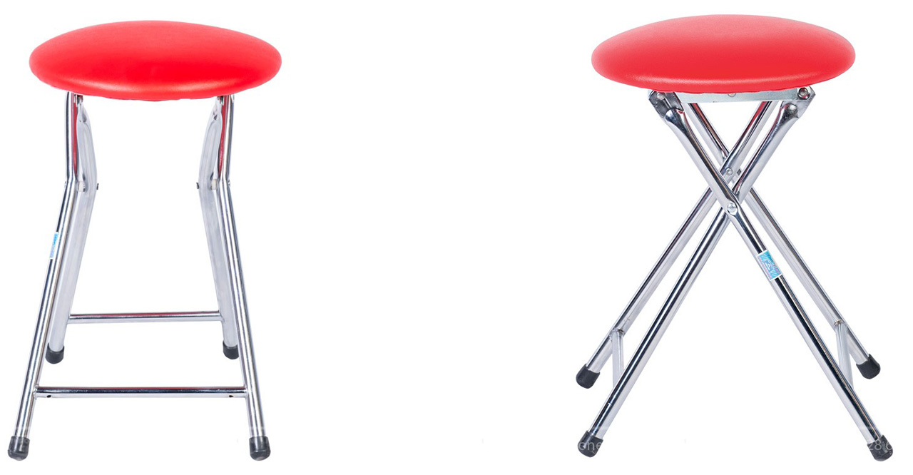 Ghế gấp khung inox, mặt ngồi bằng nệm.