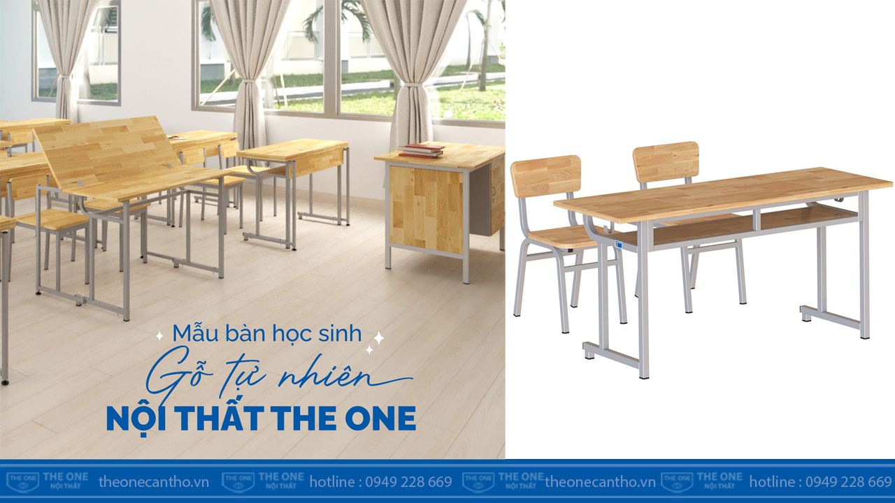 Bàn ghế học sinh gỗ tự nhiên The One.