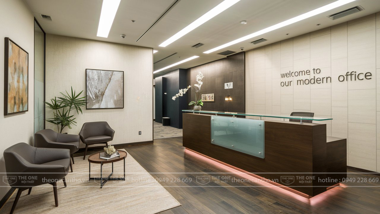 Quầy lễ tân hiện đại.