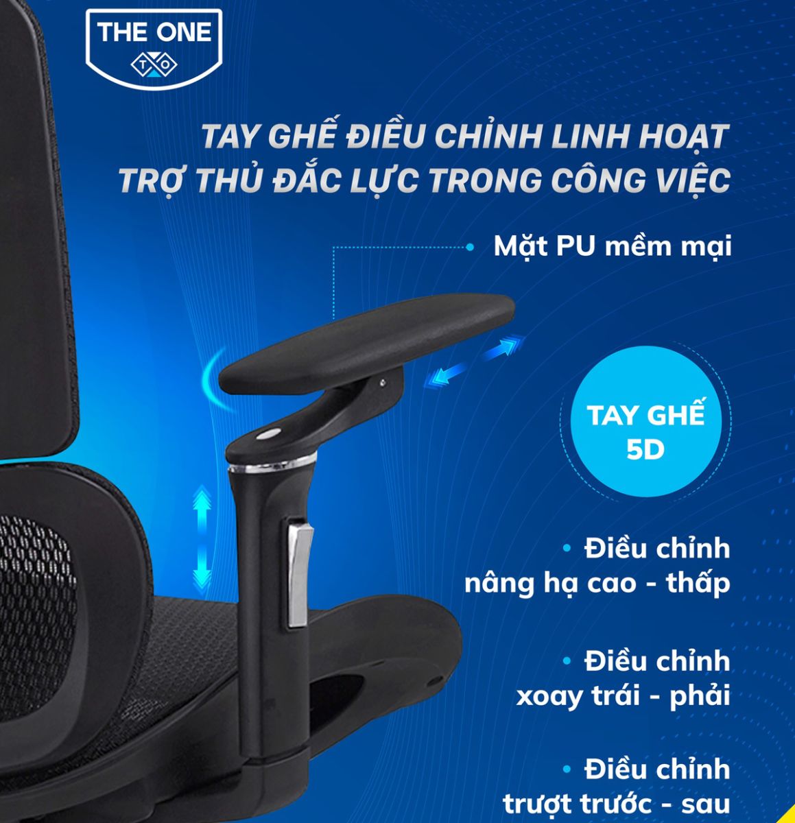 Cấu tạo tay ghế công thái học.