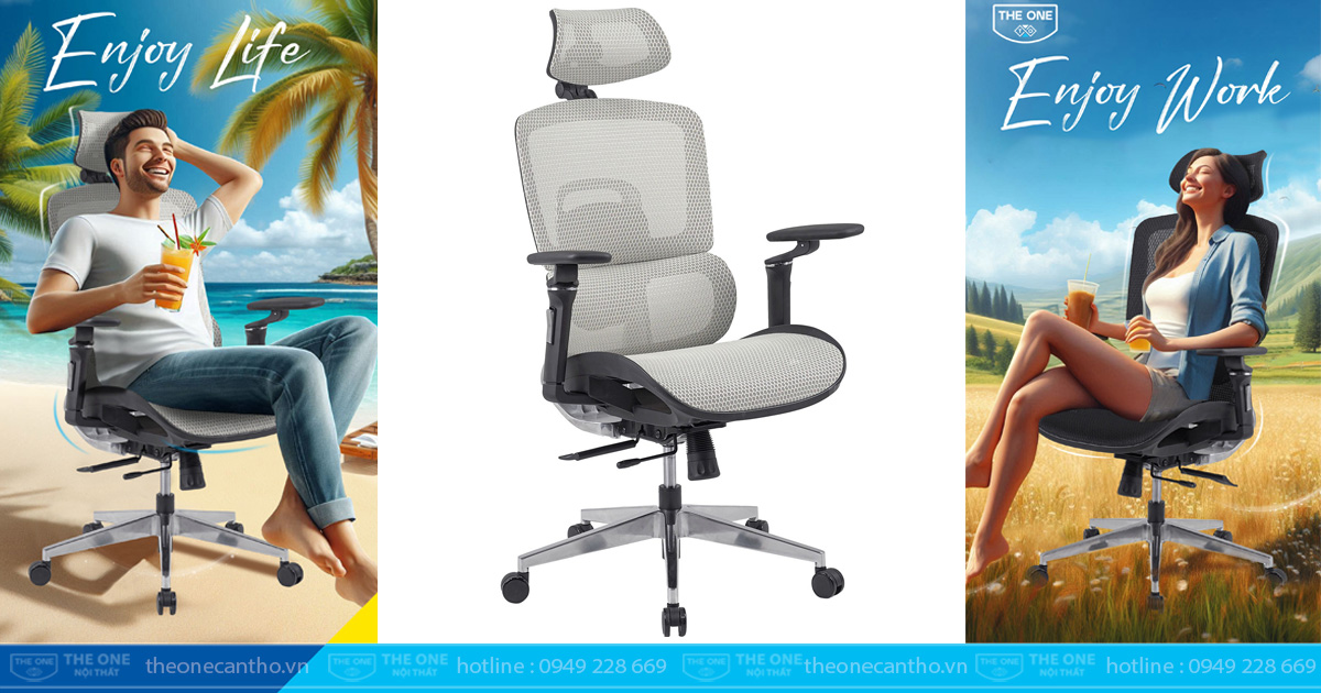 Ghế công thái học tạo sự thoải mái cho người sự dụng (Ergonomic).